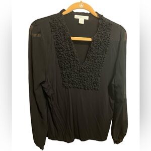 August Silk Long sleeve ruffle bodice Top XL